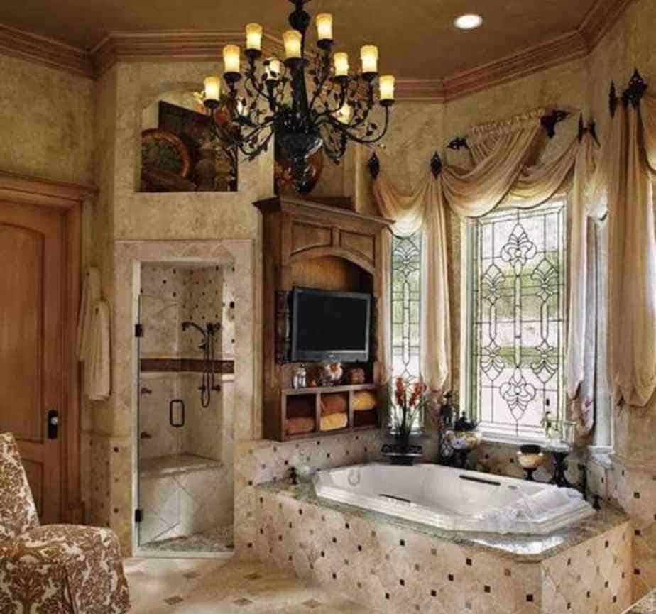 Decorative Curtain for Tuscan Bathroom