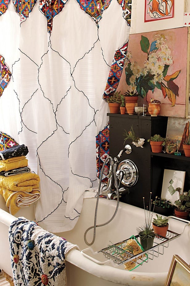 Patchwork Curtain for Boho Bathroom