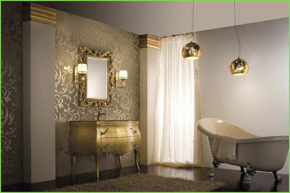 Dramatic Gold Bathroom