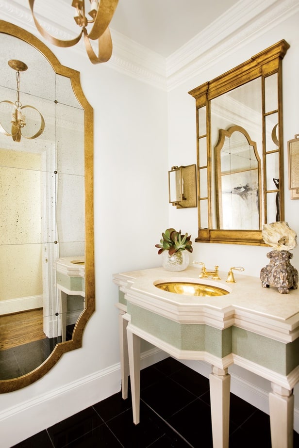 Appealing White and Gold Bathroom