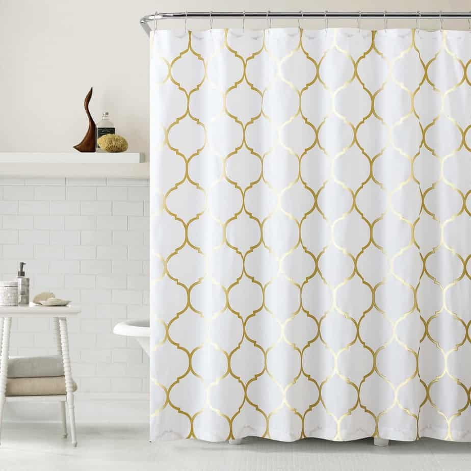 Shiny Curtain for White Bathroom