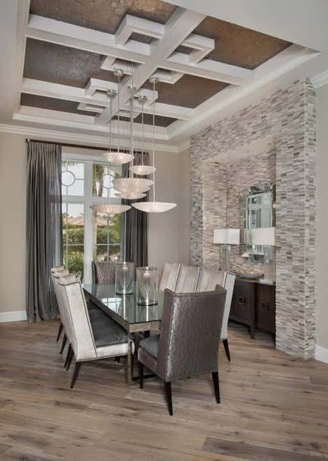 Coffered ceiling dining room 
