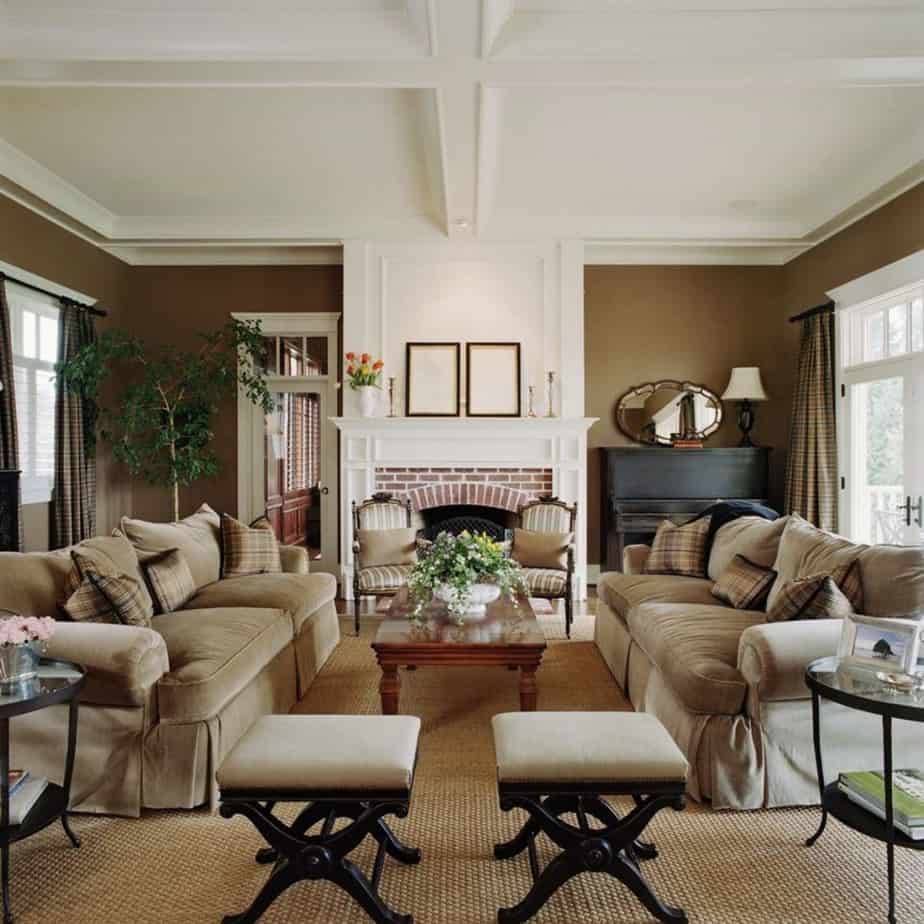 Coffered ceiling living room