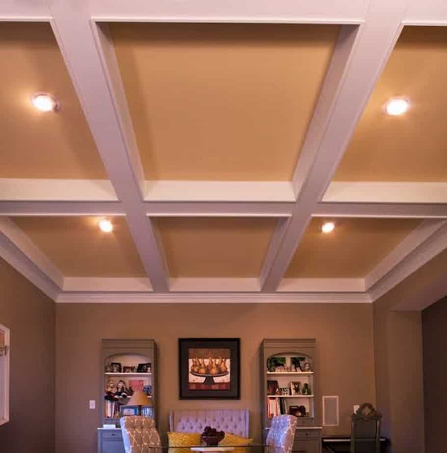 Painted coffered ceiling