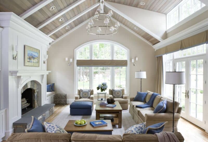 white Vaulted Ceiling Living Room Ideas