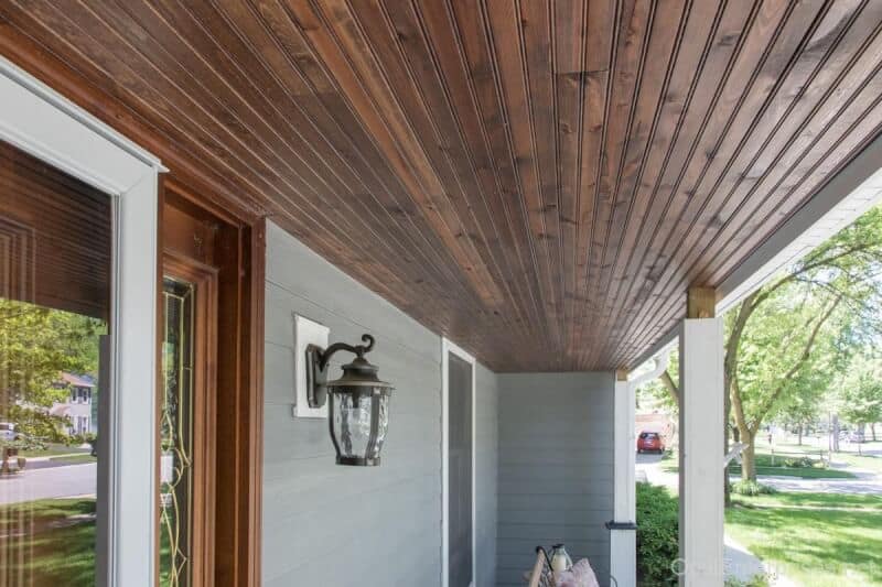 Covered Front Porch Ceiling Ideas (rustic style)