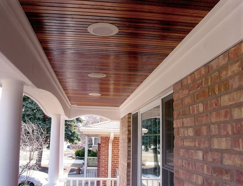 Covered Front Porch Ceiling Ideas (wooden style)