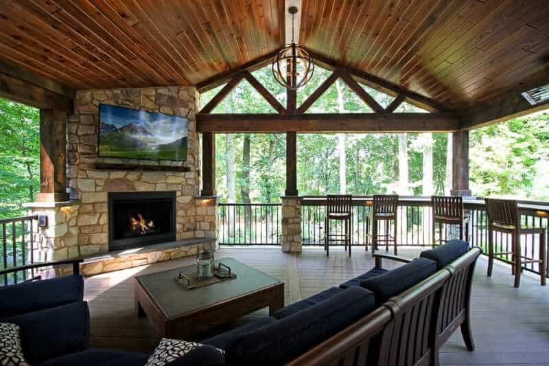 Rustic Porch Ceiling Ideas in wooden style