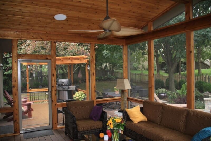 Rustic Porch Ceiling Ideas in brown shade