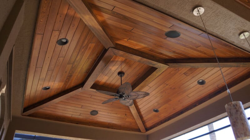 Outdoor Wood Ceiling Ideas with recessed lamp