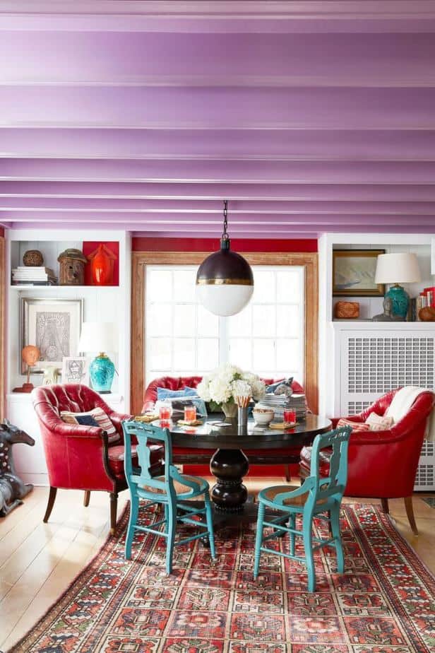Best Colors That Go with Purple bohemian dining room