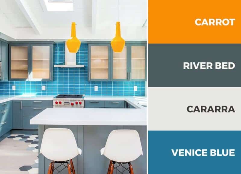 Colors That Go with Blue Kitchen look fresh