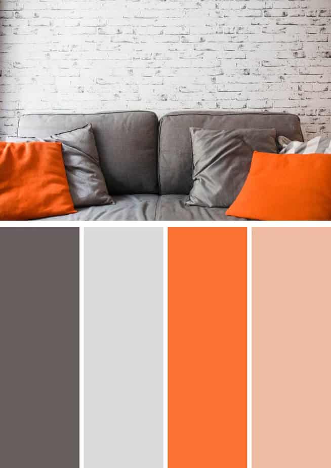 Colors That Go with Orange Color grey sofa