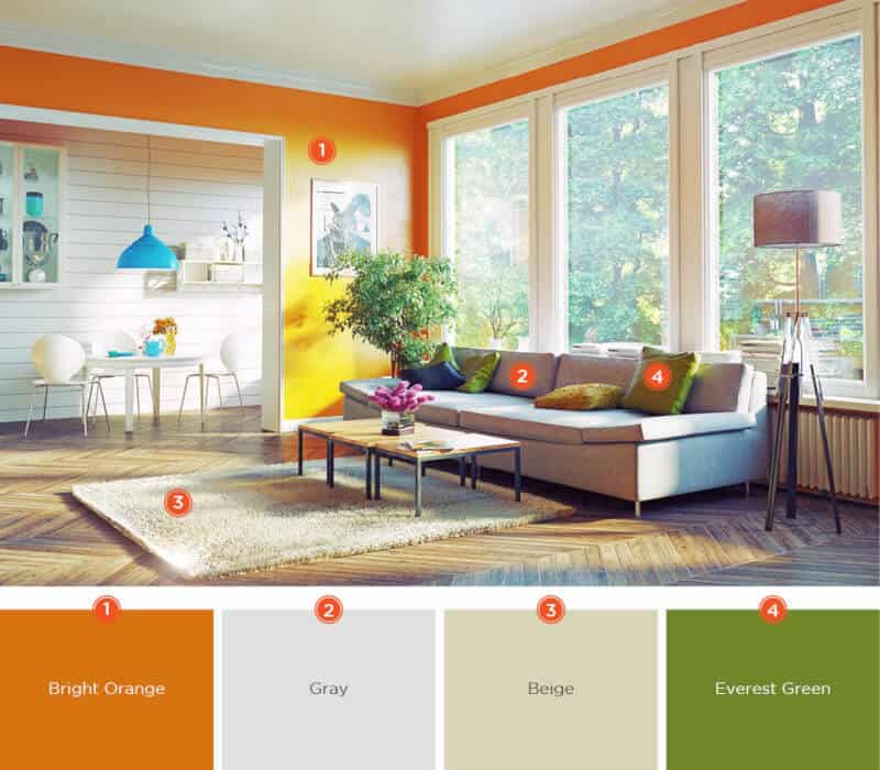 Colors That Go with Orange Color white ceiling and window