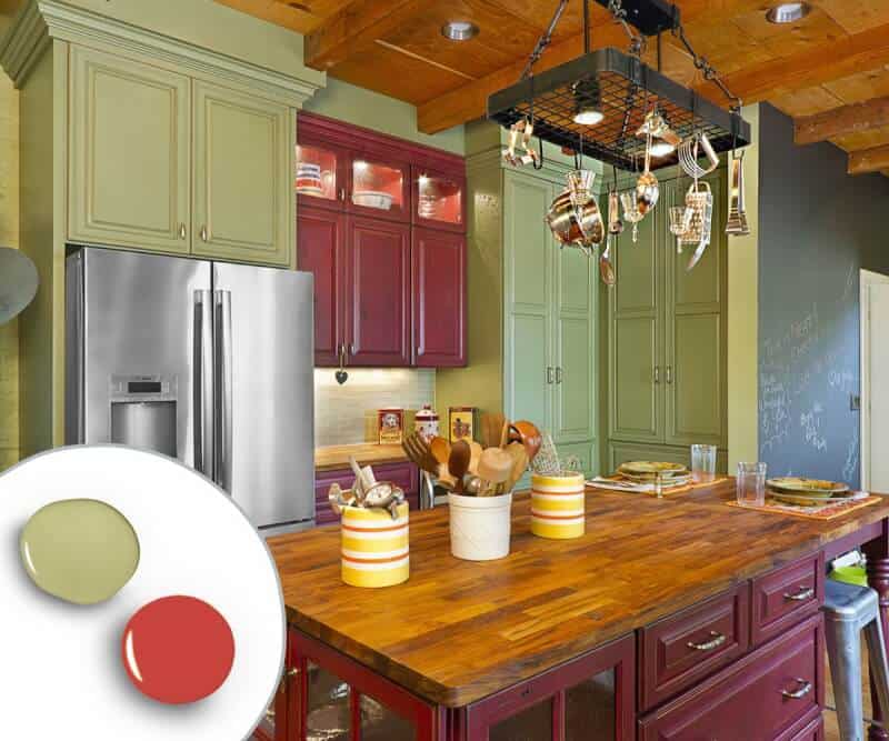 Colors That Go with Red in A Kitchen avocado green