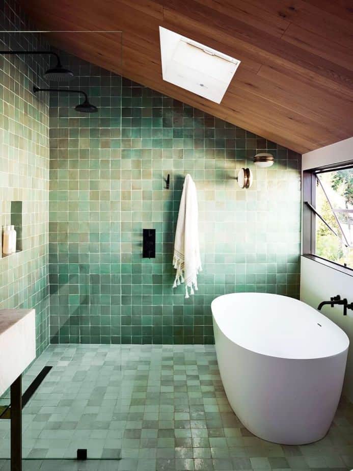 What Colors Go with Green in Bathroom natural
