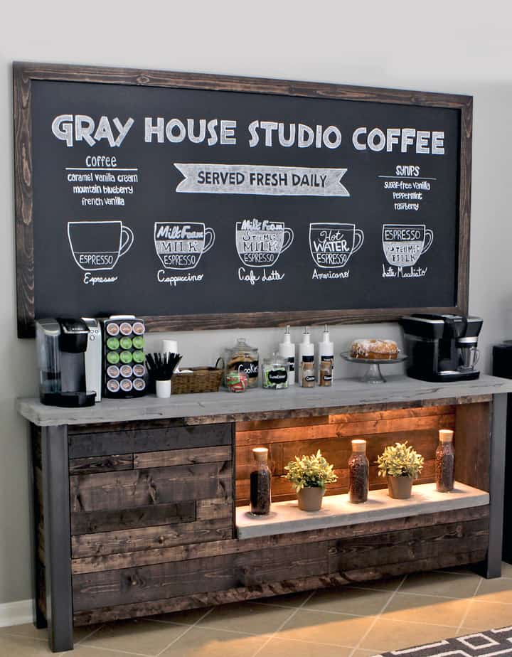 A Coffee Station with Reclaimed Wood
