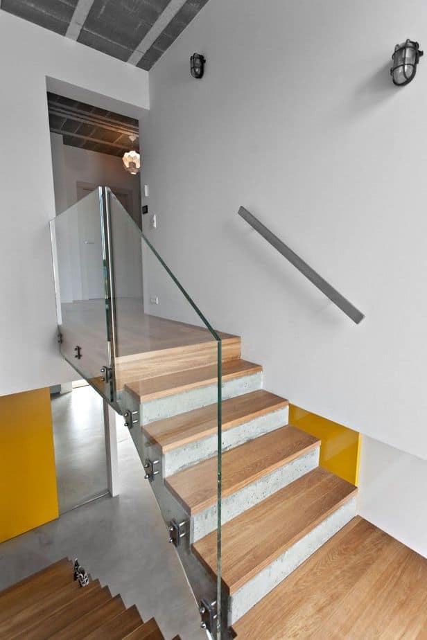 Concrete stair with glass railing