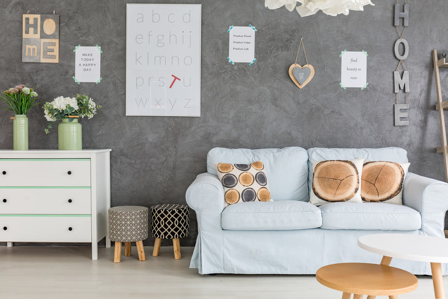 Cute Living Room with DIY Wall Decoration