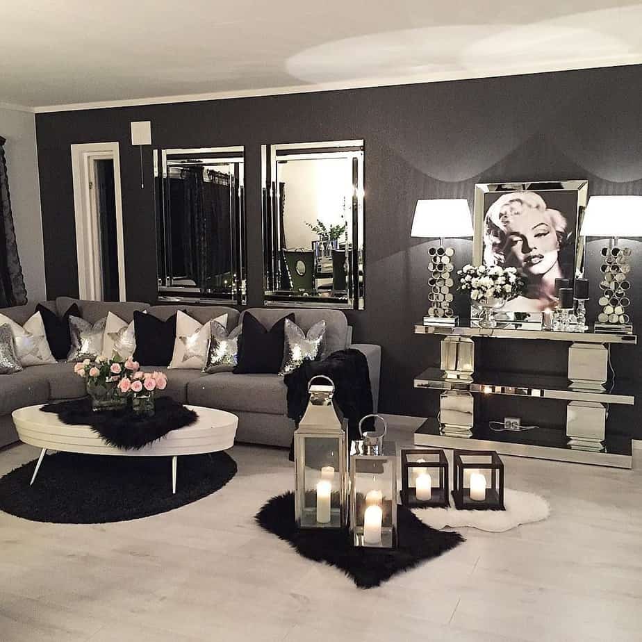 Black-and-White Glam Living Room