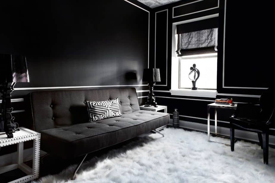 Dramatic Black and White Living Room