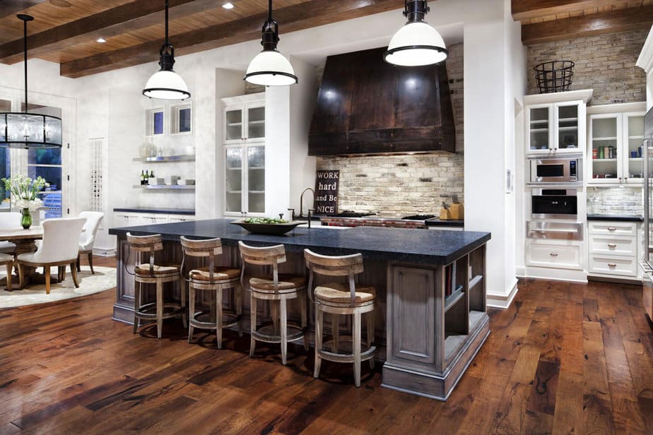 Wood with Beam Kitchen Ceiling