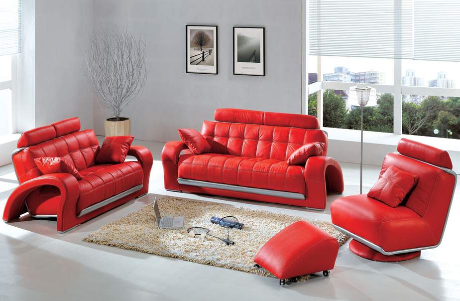 Cool Red and Grey Living Room