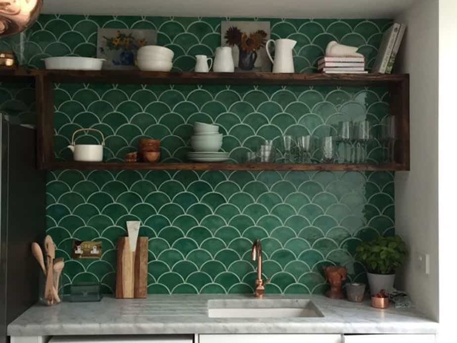 Elegant, Green Kitchen Backsplash