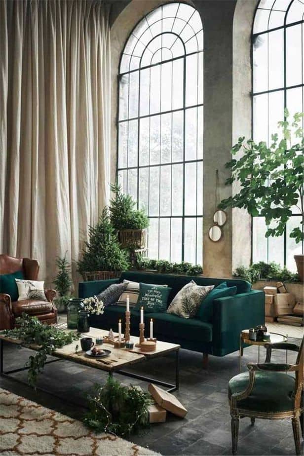 Fresh Grey and Green Living Room