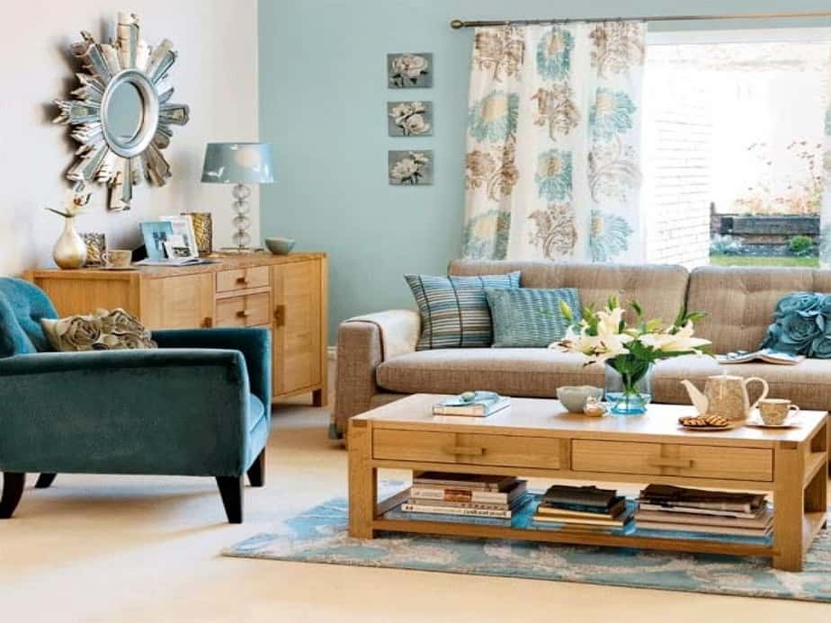 Lovely Blue and Brown Living Room