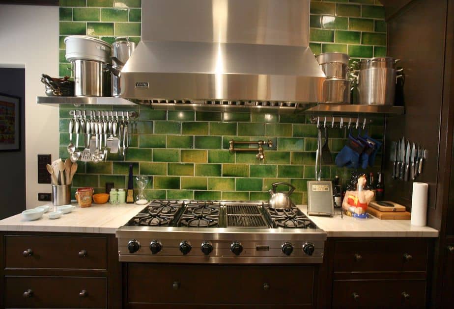 Modern Classic Green Kitchen Backsplash
