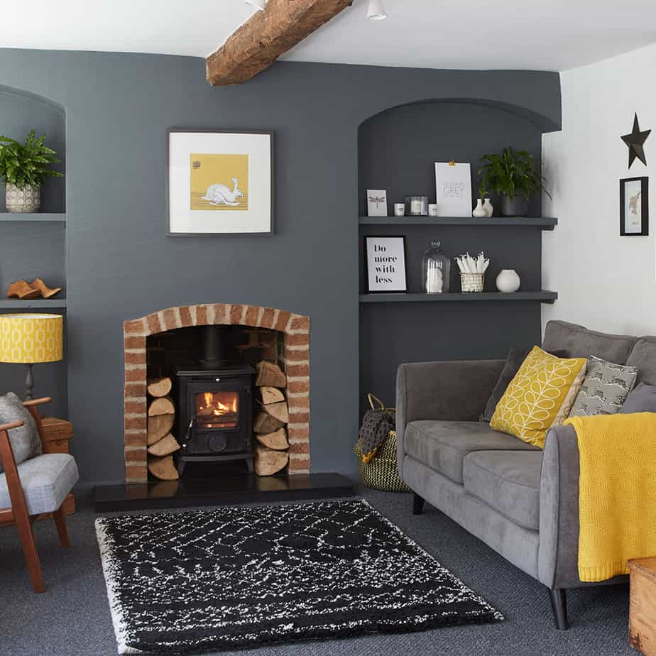 Relaxed Grey and Yellow Living Room