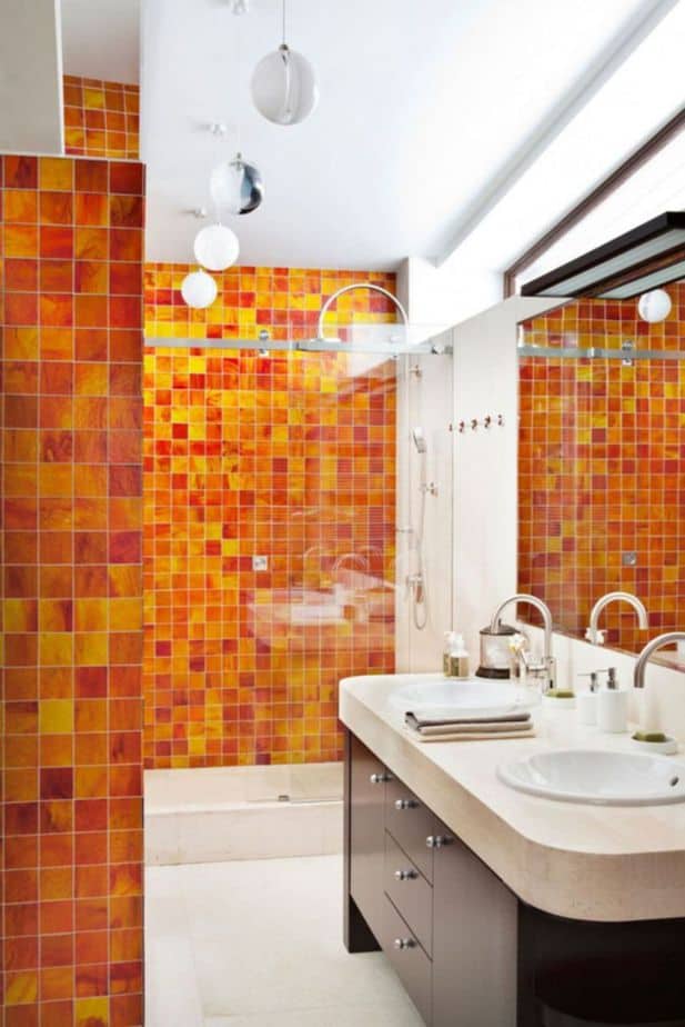 Dynamic Orange Bathroom