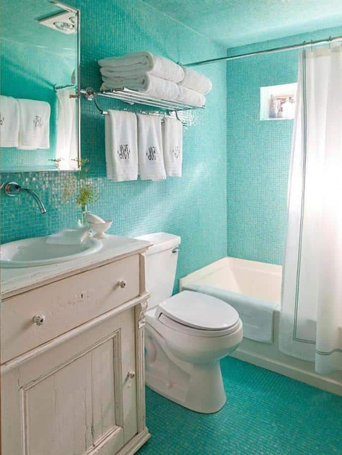 Dynamic Turquoise Bathroom