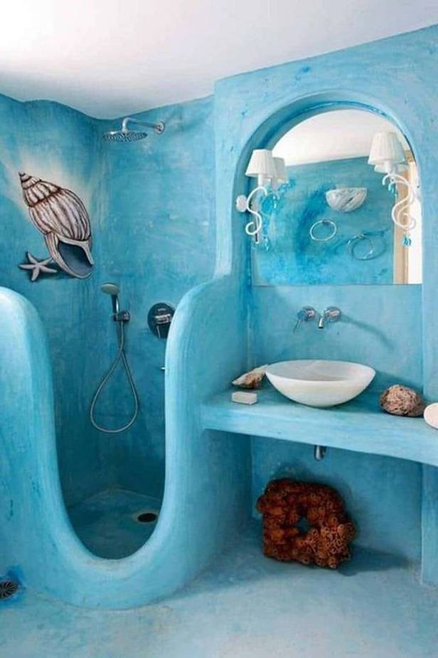 Aquatic Bathroom Accent Wall