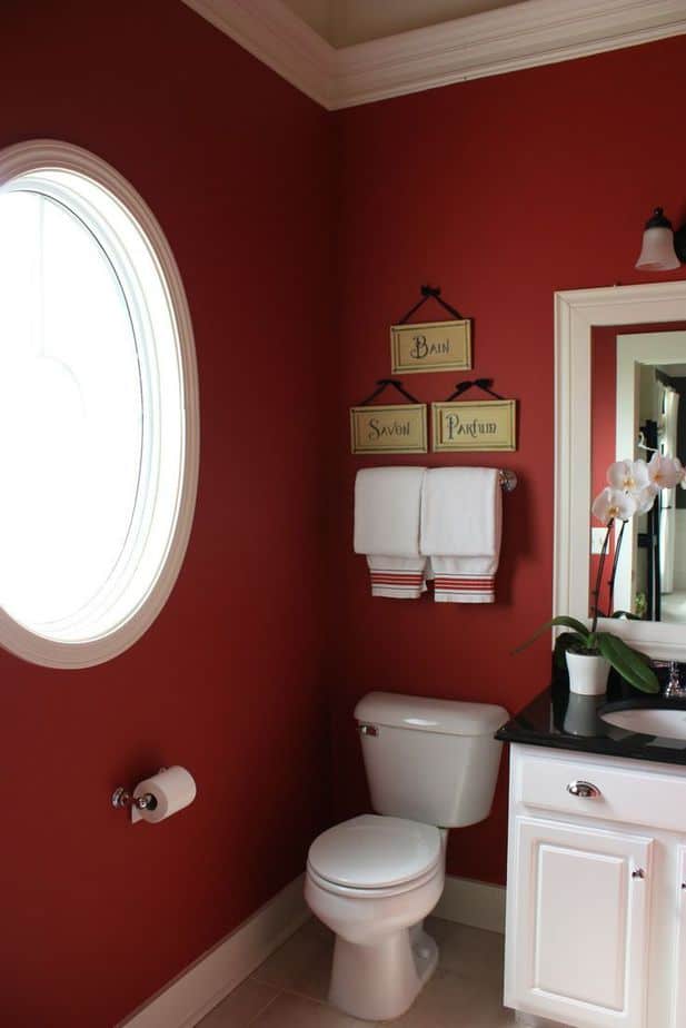 Nice Burgundy Bathroom