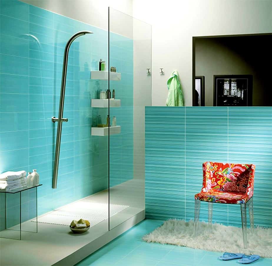 Slim Turquoise Bathroom