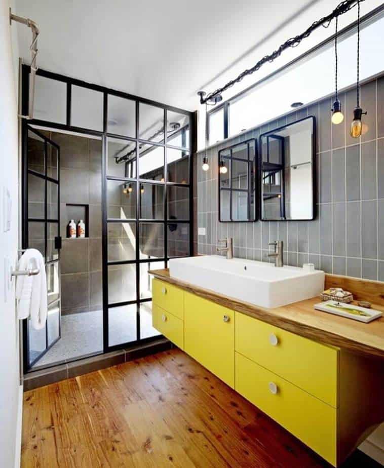 Vibrant Industrial Bathroom