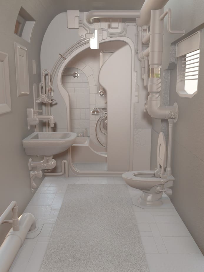 Milky Steampunk Bathroom