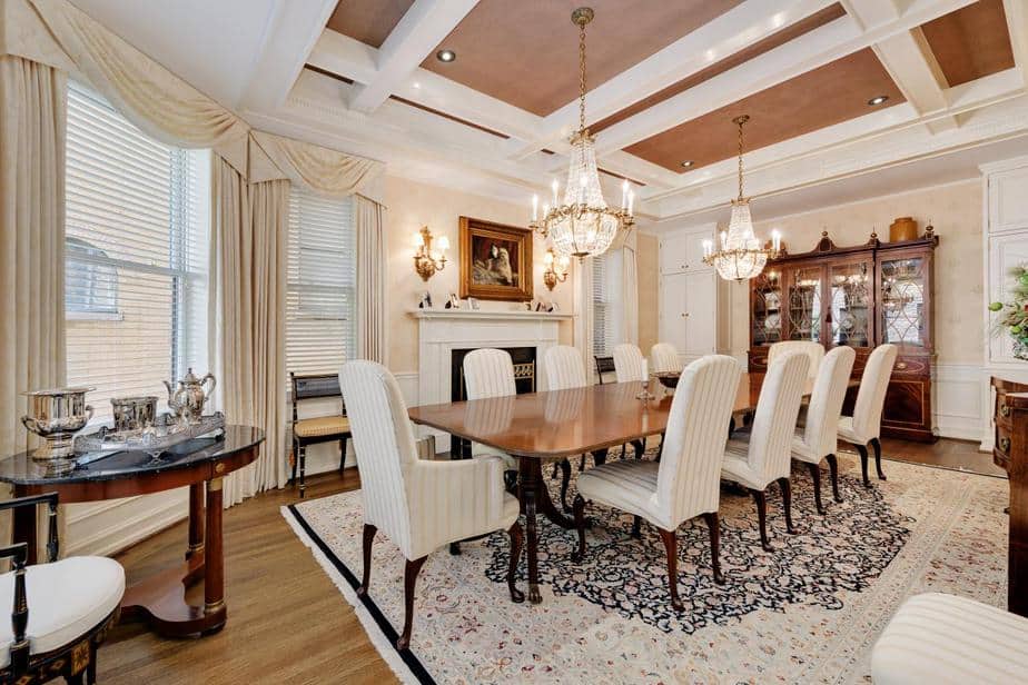 Coffered ceiling dining room 